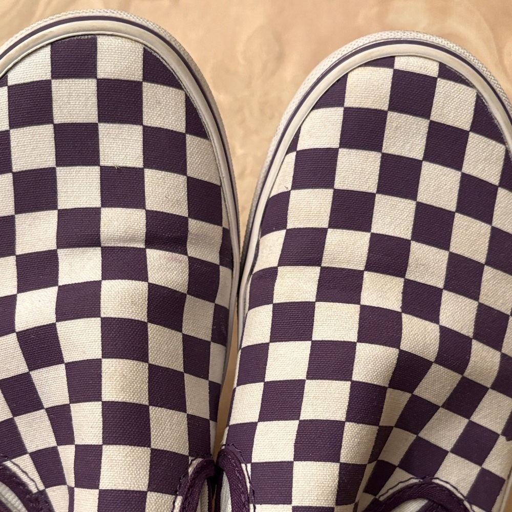 Vans Purple and White Checkered Slip-Ons - Picture 11 of 12